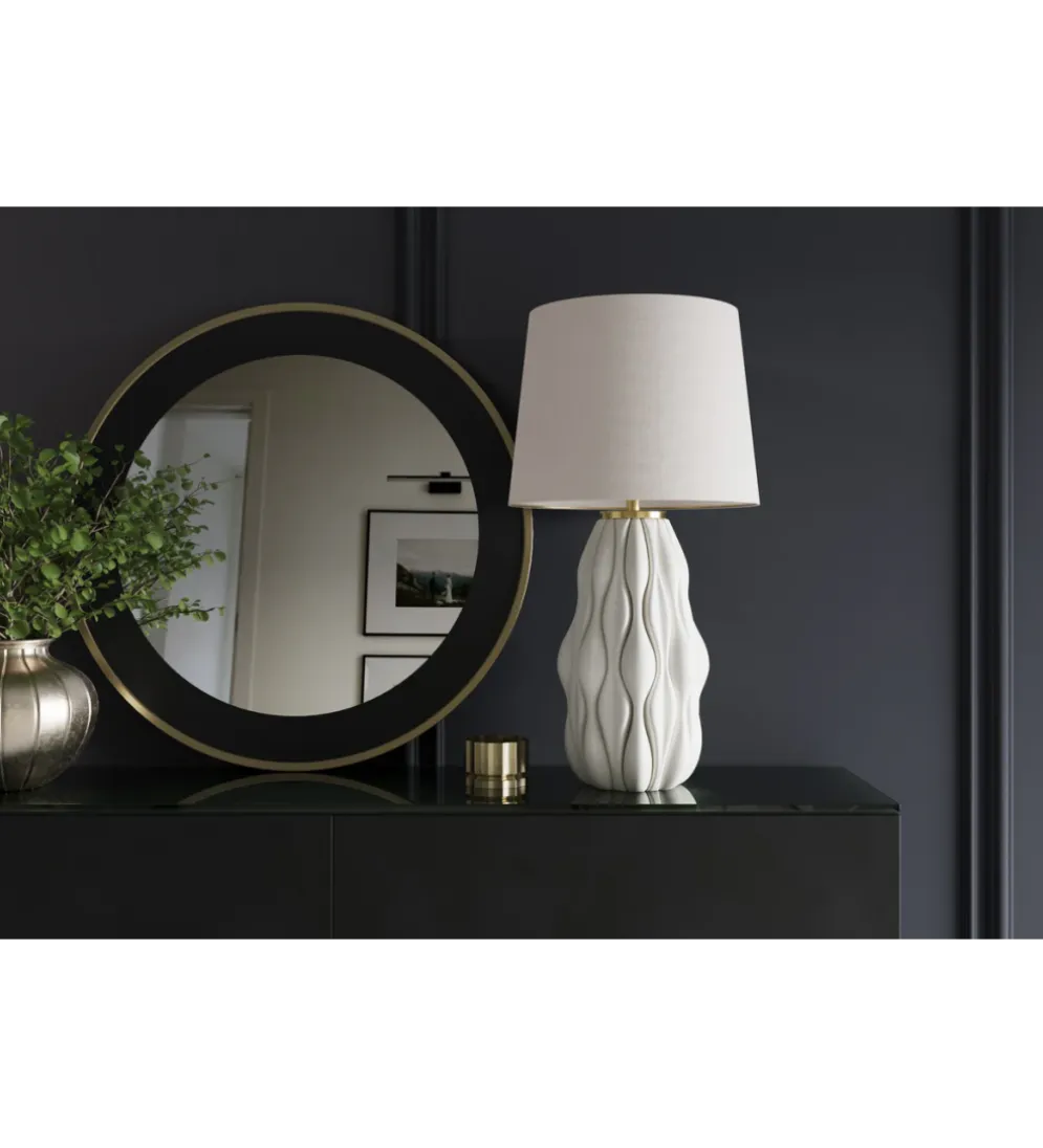 Lampa stołowa ELEGANCIA 65 cm ceramika biały