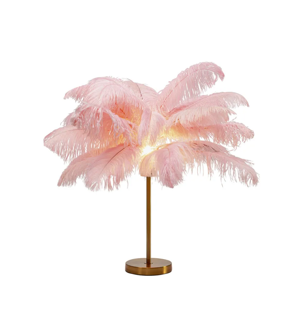 Lampa stołowa FEATHER PALM 60 Cm Pióra różowa