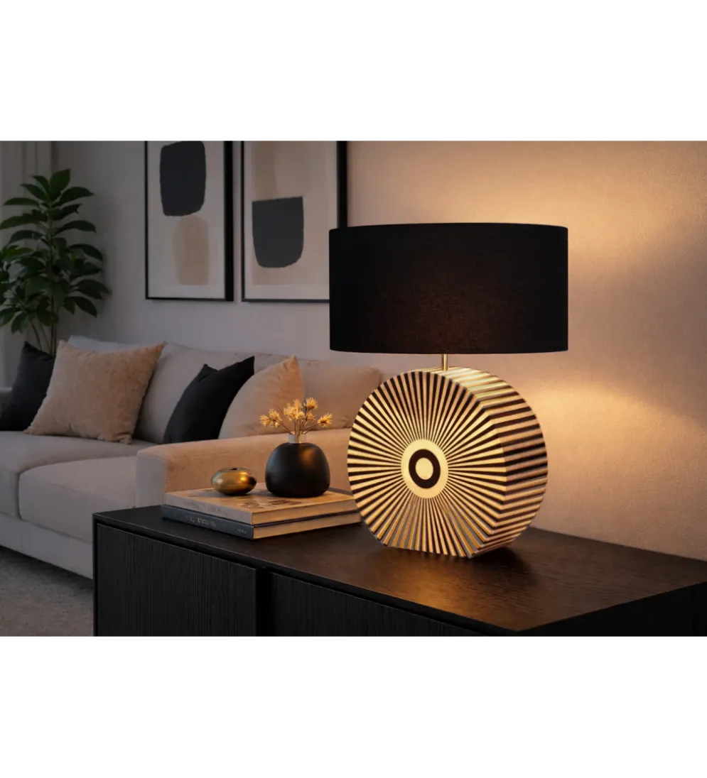 Lampa stołowa HARMONY NATURE 65 cm czarnobiała