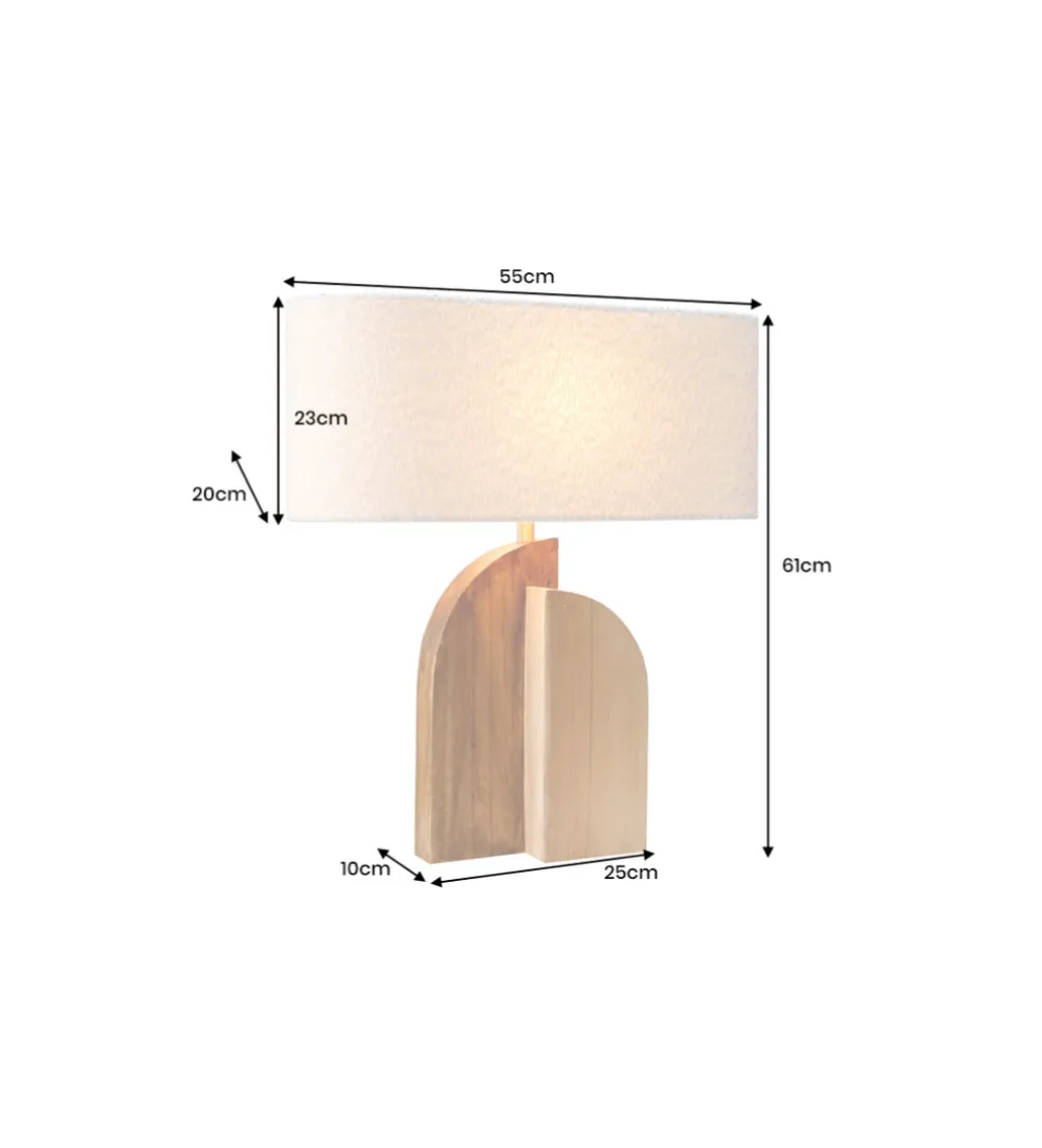 Lampa stołowa LOVERS 60 cm drewno deszczowe boucle