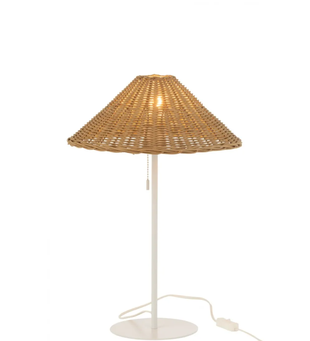 Lampa stołowa MERTAN 50 cm rattan biała