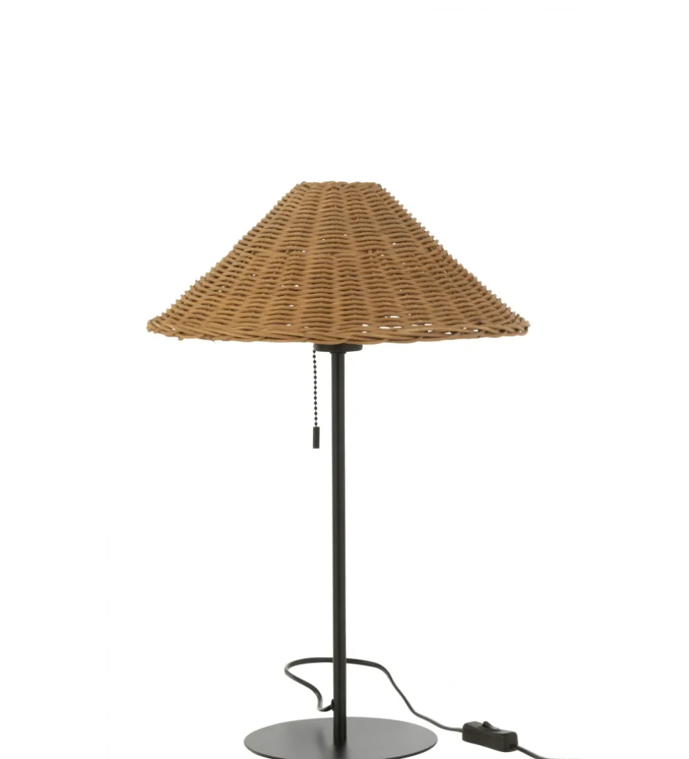 Lampa stołowa MERTAN 50 cm rattan czarna