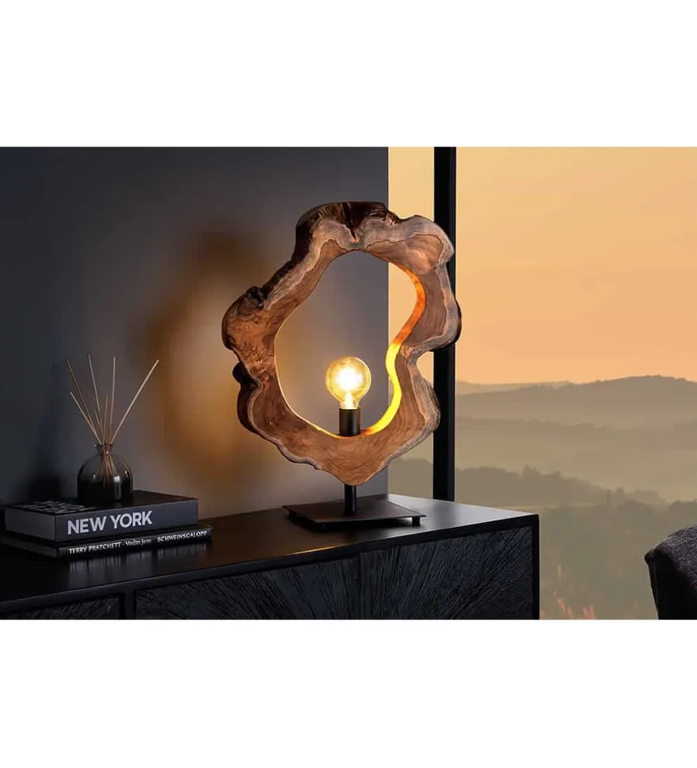 Lampa stołowa MIKO 55 cm drewno teak