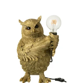 Lampa stołowa OWL 38 cm złota