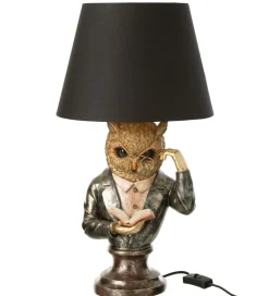 Lampa stołowa OWL SHADE 56 cm złoto antyczny brąz