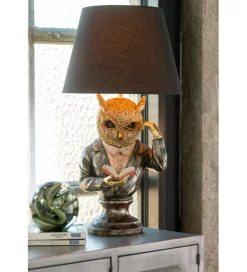Lampa stołowa OWL SHADE 56 cm złoto antyczny brąz