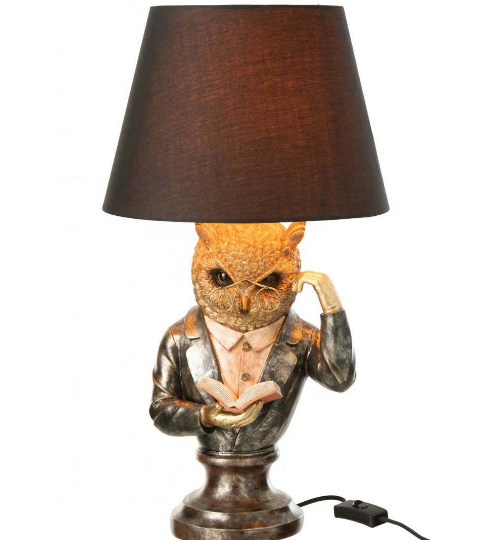 Lampa stołowa OWL SHADE 56 cm złoto antyczny brąz
