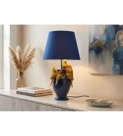 Lampa stołowa PARROT 50 cm niebieska złota
