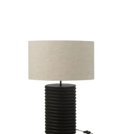Lampa stołowa SHARY 70 cm drewno ailanthus czarna