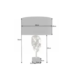 Lampa stołowa SKULL 40 cm srebrna