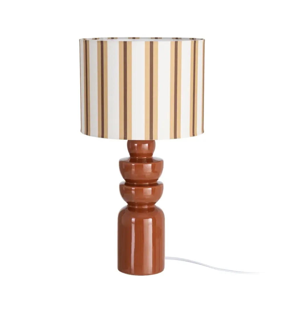 Lampa stołowa STRIPENMA 47 cm terrakota kremowa