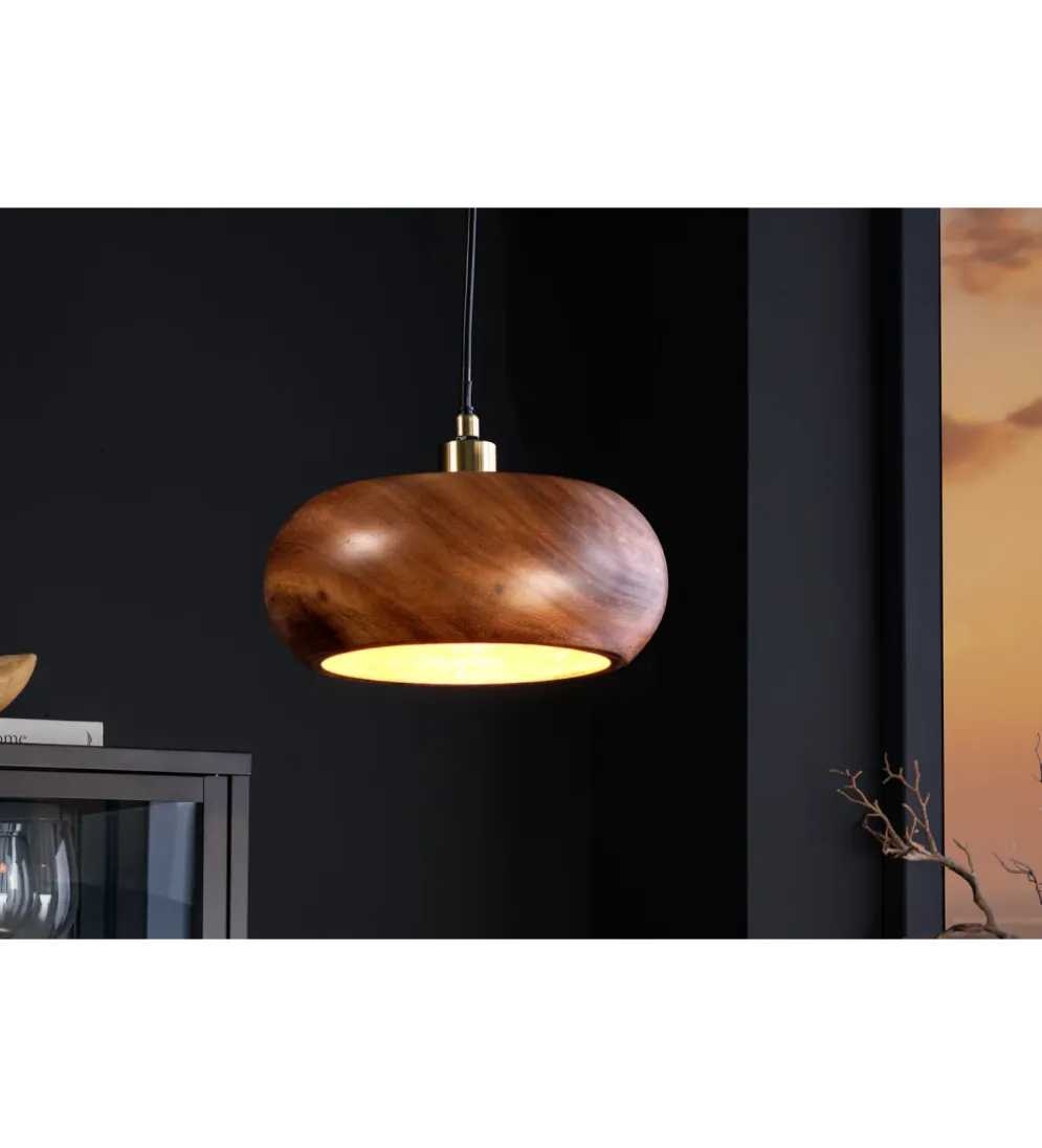 Lampa wisząca ALVA 25 cm drewno akacja
