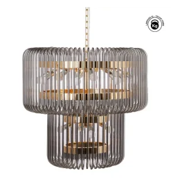 Lampa wisząca CELINK 80 cm złoto szara