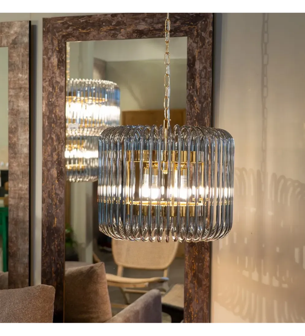 Lampa wisząca CELINK 50 cm złoto szara