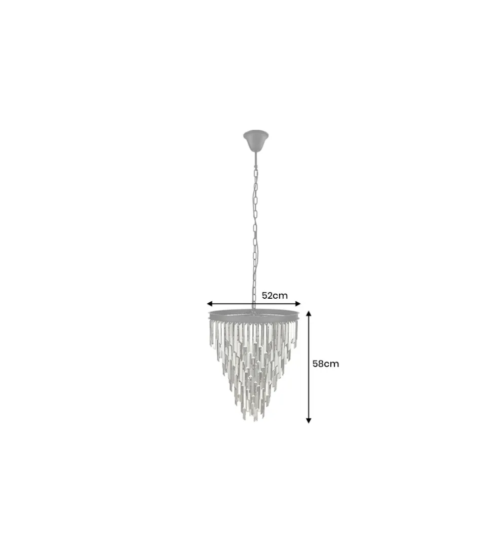 Lampa wisząca CRYSTAL 50 cm czarne szkło pryzmaty szare