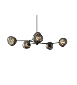Lampa wisząca LIQUID DIAMOND 5 kloszy szkło dymione