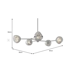 Lampa wisząca LIQUID DIAMOND 5 kloszy szkło dymione