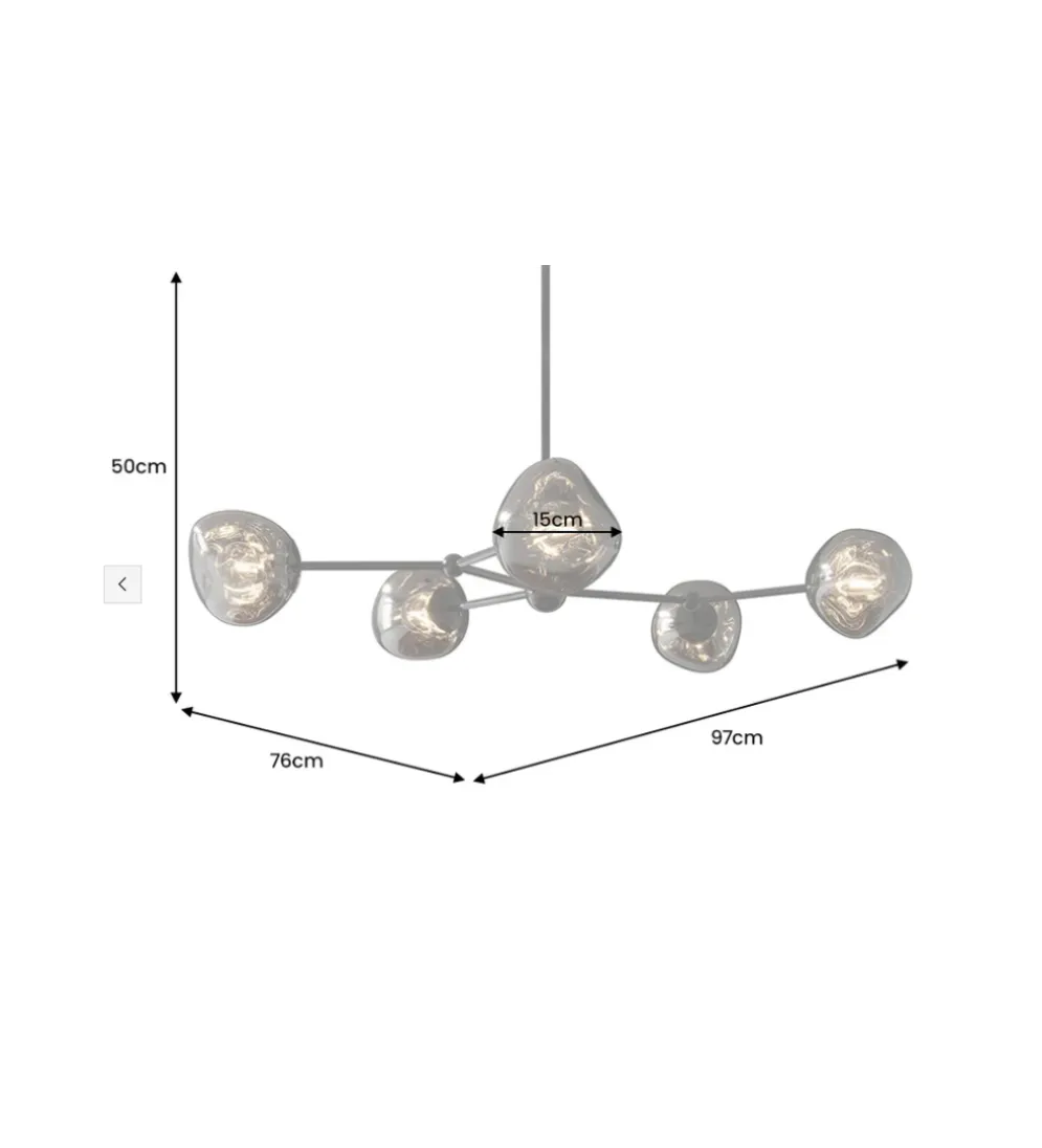 Lampa wisząca LIQUID DIAMOND 5 kloszy szkło dymione