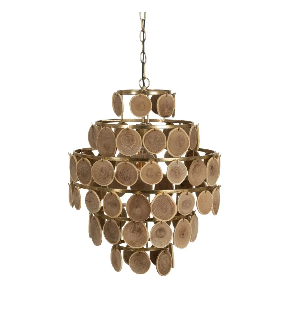 Lampa wisząca PORBELMA 58 cm złota naturalna