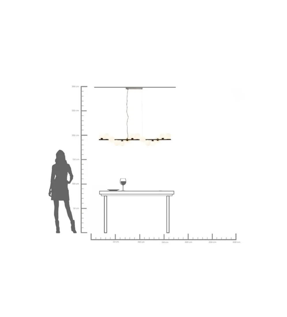 Lampa wisząca SCALA BALLS 150 cm czarna białe klosze