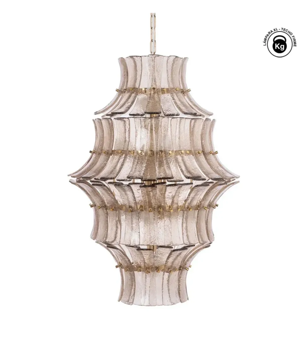 Lampa wisząca TEGOR 53 cm szare szkło