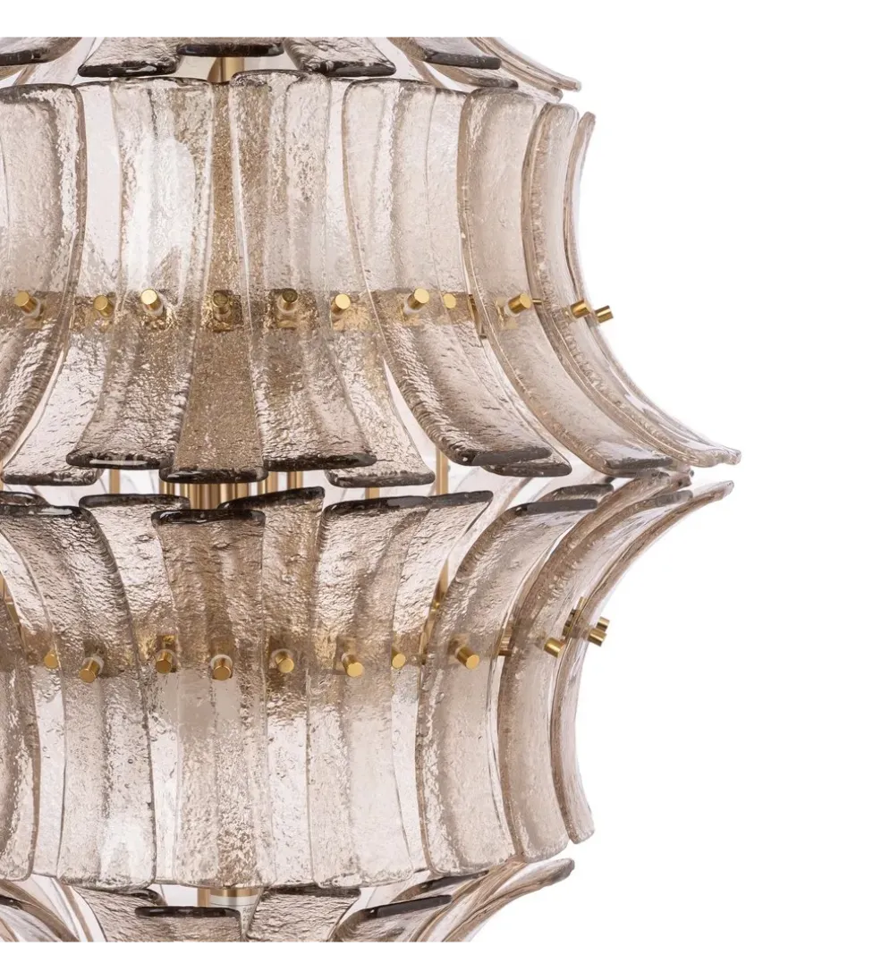 Lampa wisząca TEGOR 53 cm szare szkło