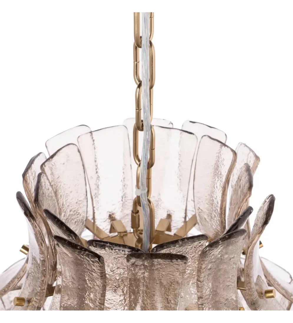 Lampa wisząca TEGOR 53 cm szare szkło