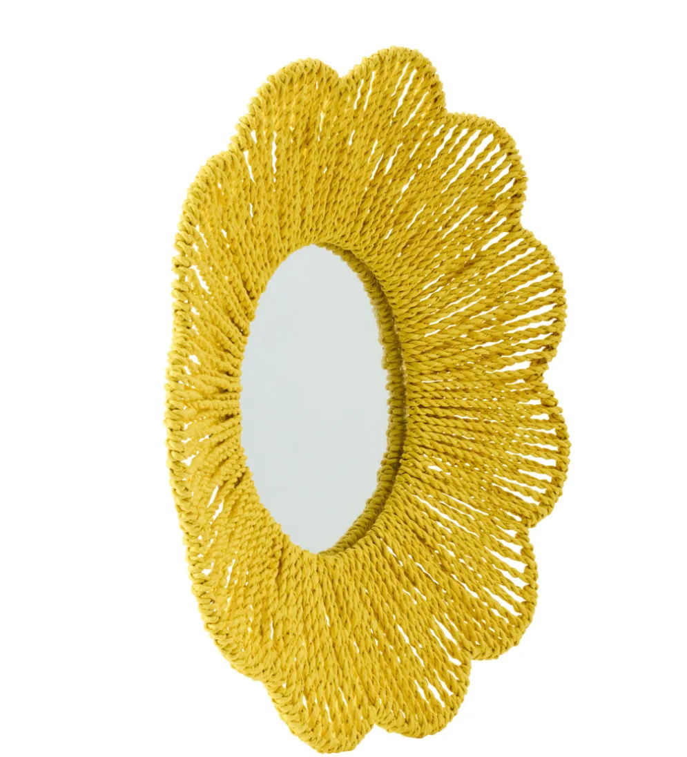 Lustro wiszące RAFFIA 50 cm żółte