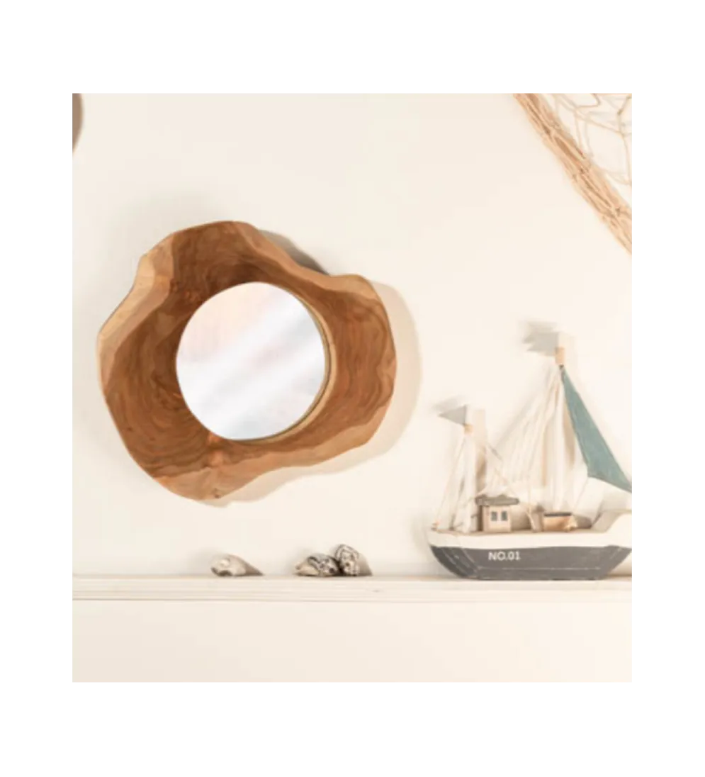 Lustro wiszące Reflect 31 cm drewno Teak