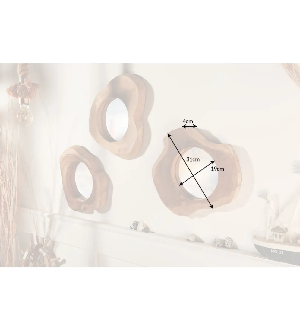 Lustro wiszące Reflect 31 cm drewno Teak