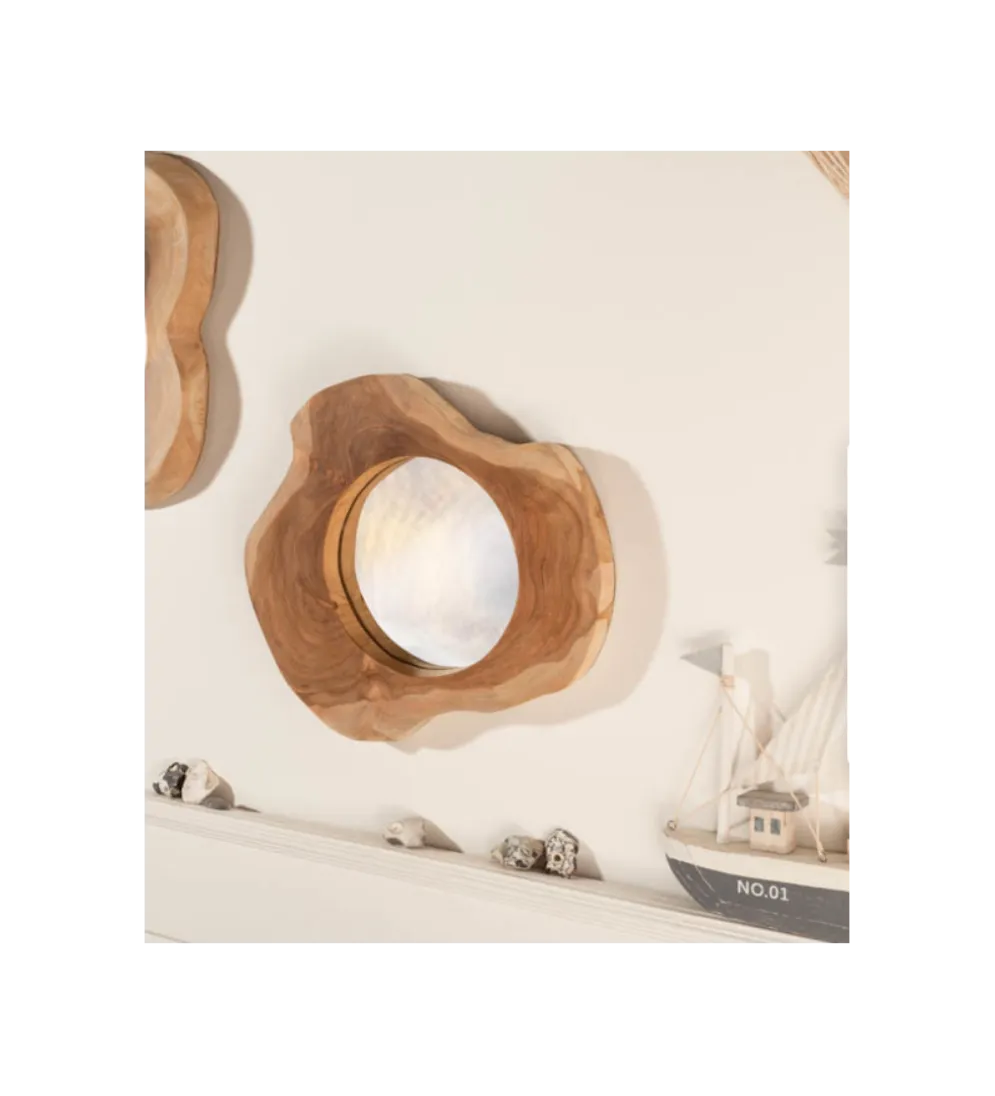 Lustro wiszące Reflect 31 cm drewno Teak