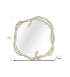 Lustro wiszące SNAKE XL 85 cm złote z elementem dekoracyjnym w kształcie węża