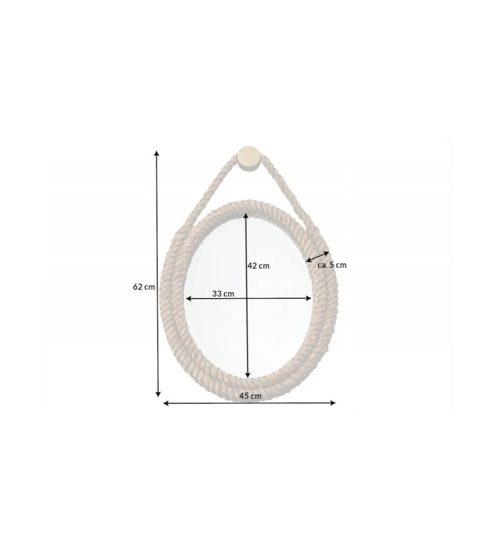 Lustro wiszące TULUZA 45 cm naturlane
