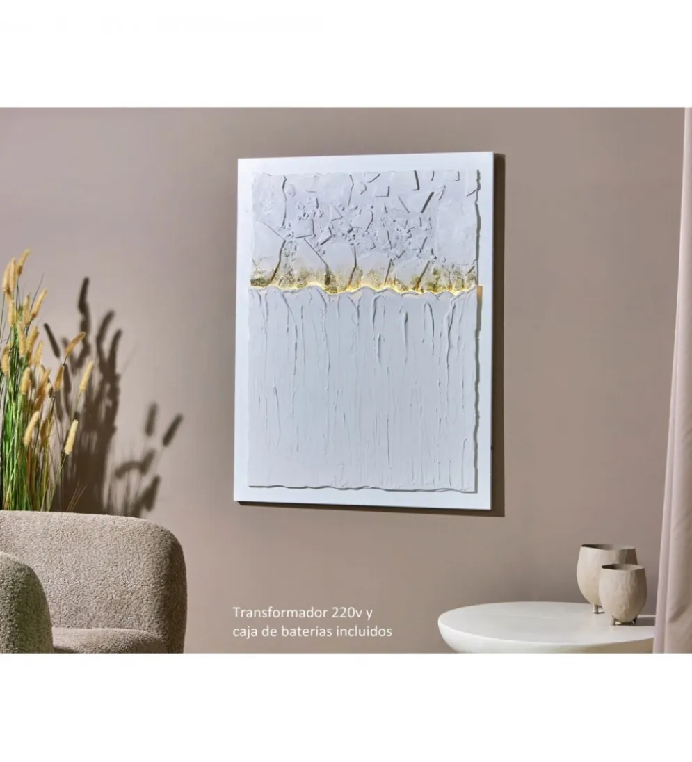 Obraz abstrakcyjny OLEO 90 x 120 cm biało złoty