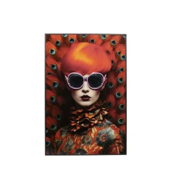 Obraz FANCY RED LADY LED 75 x 55 cm
