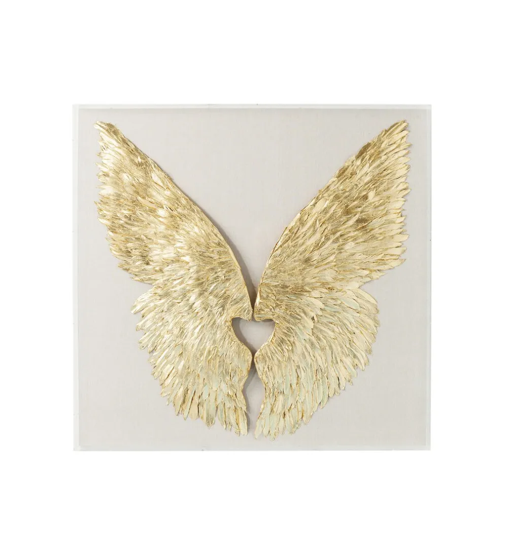 Obraz GOLD WINGS 120 x 120 cm biało złoty