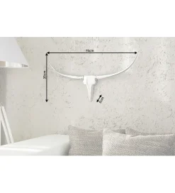 Ozdoba ścienna rogi Bull 75 cm srebrne
