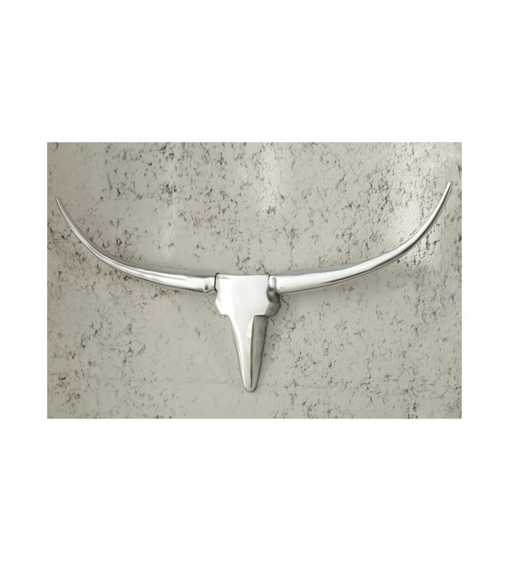 Ozdoba ścienna rogi Bull 75 cm srebrne