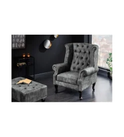 Podnóżek BRIGIDA Chesterfield 80 cm szary