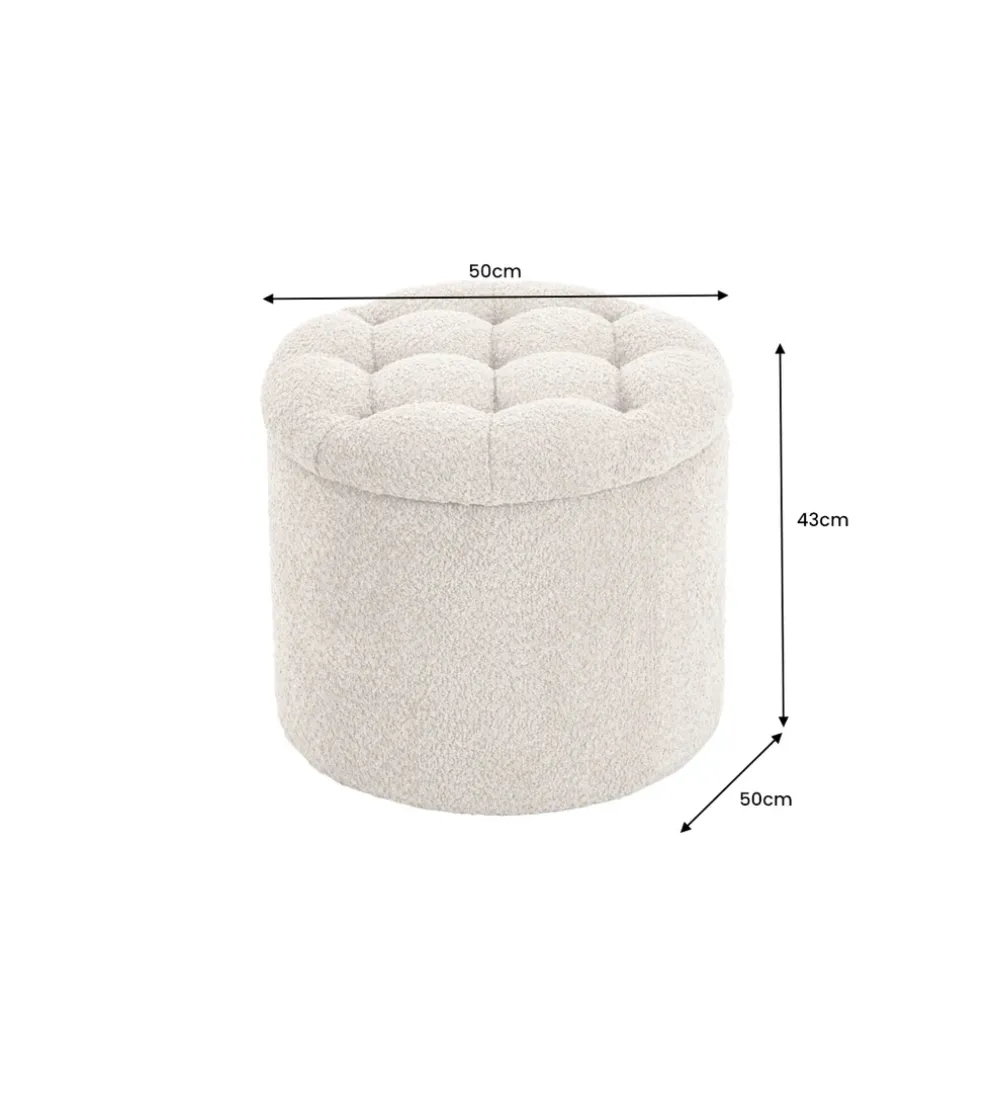 Pufa MODERN BAROCK STORAGE 50 cm bouclé kolor szampański