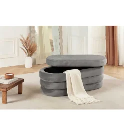 Pufa VOGUE 85 cm z schowkiem welwet szara