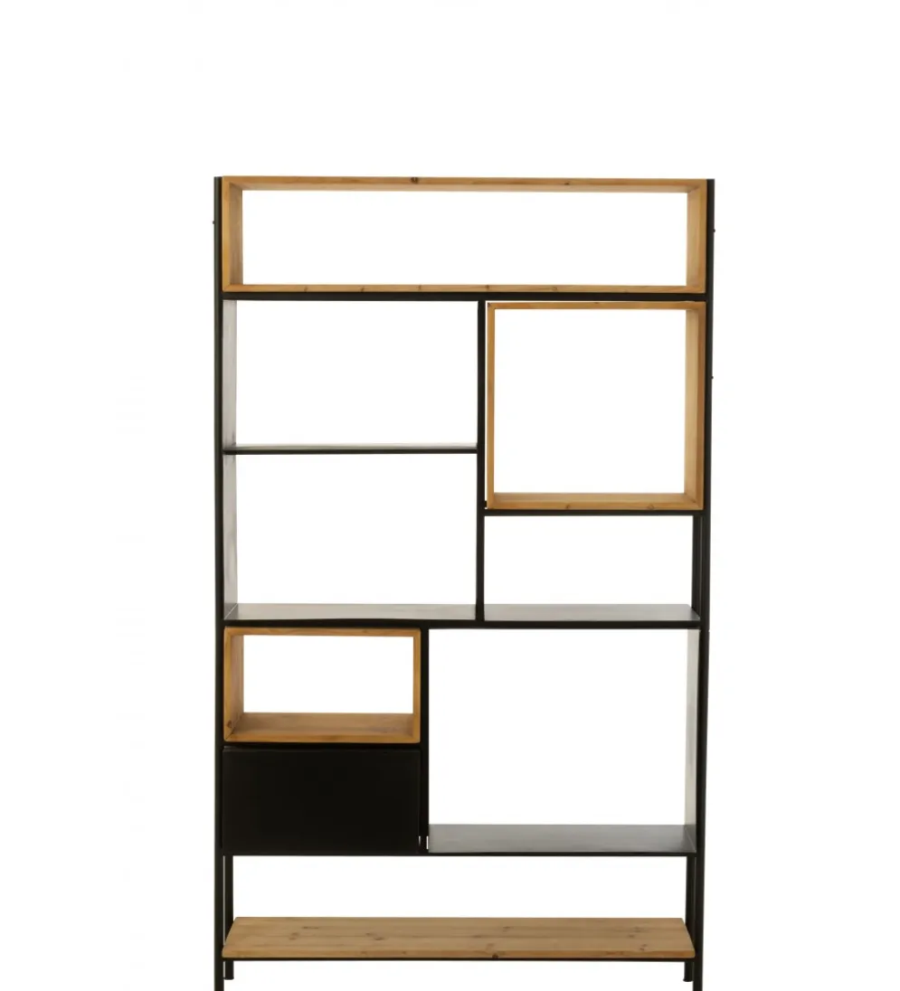 Regał TINA 110 cm x 185 cm drewno jodła czarny