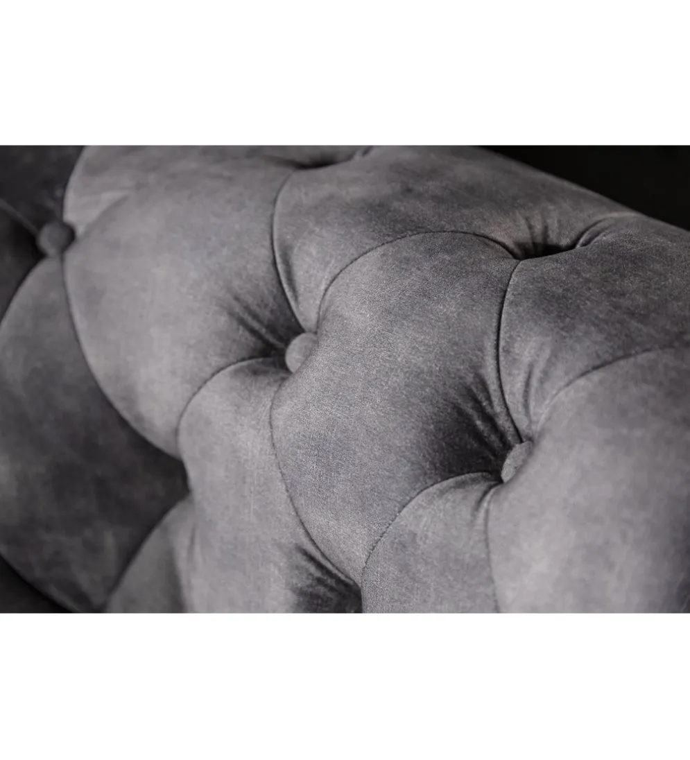 Sofa ARIELLE Chesterfield 205 Cm szary aksamit