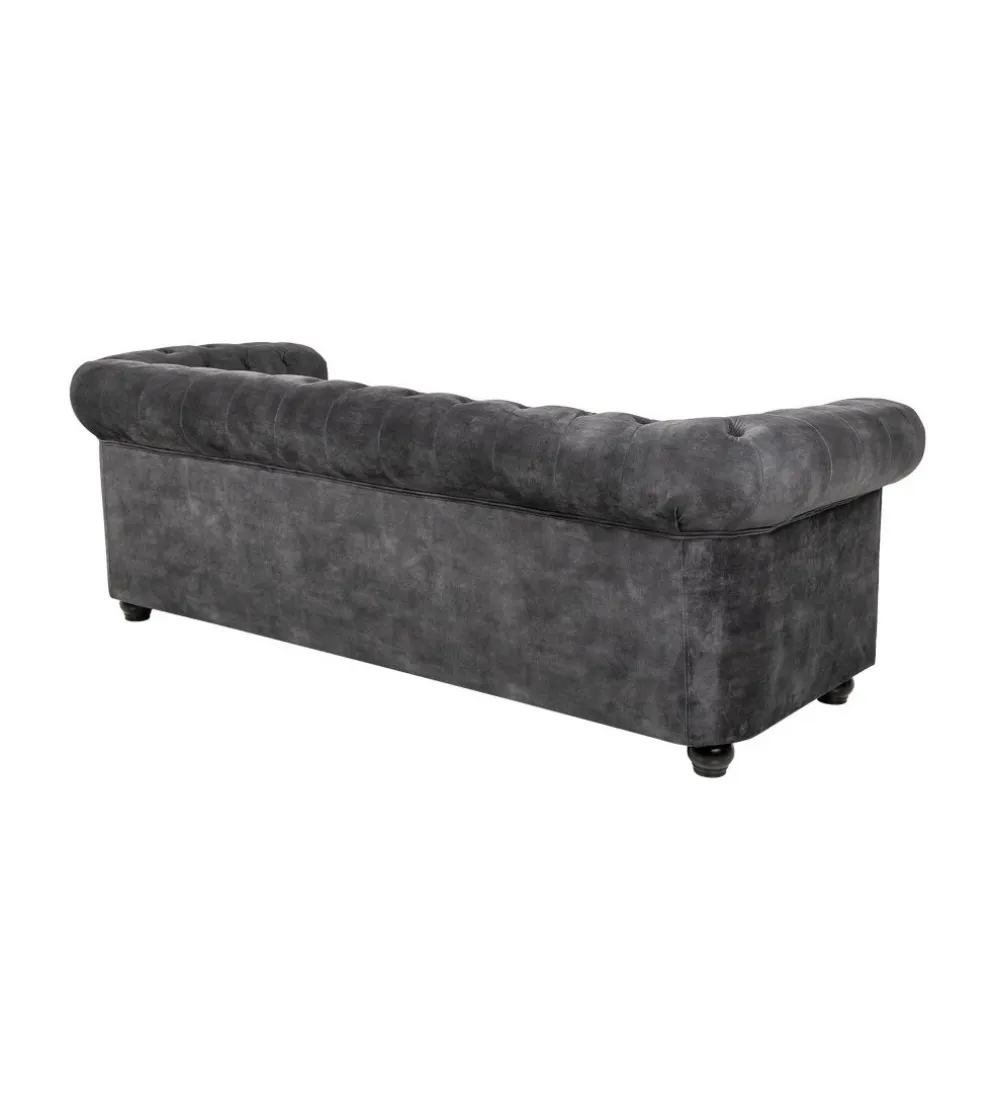 Sofa ARIELLE Chesterfield 205 Cm szary aksamit