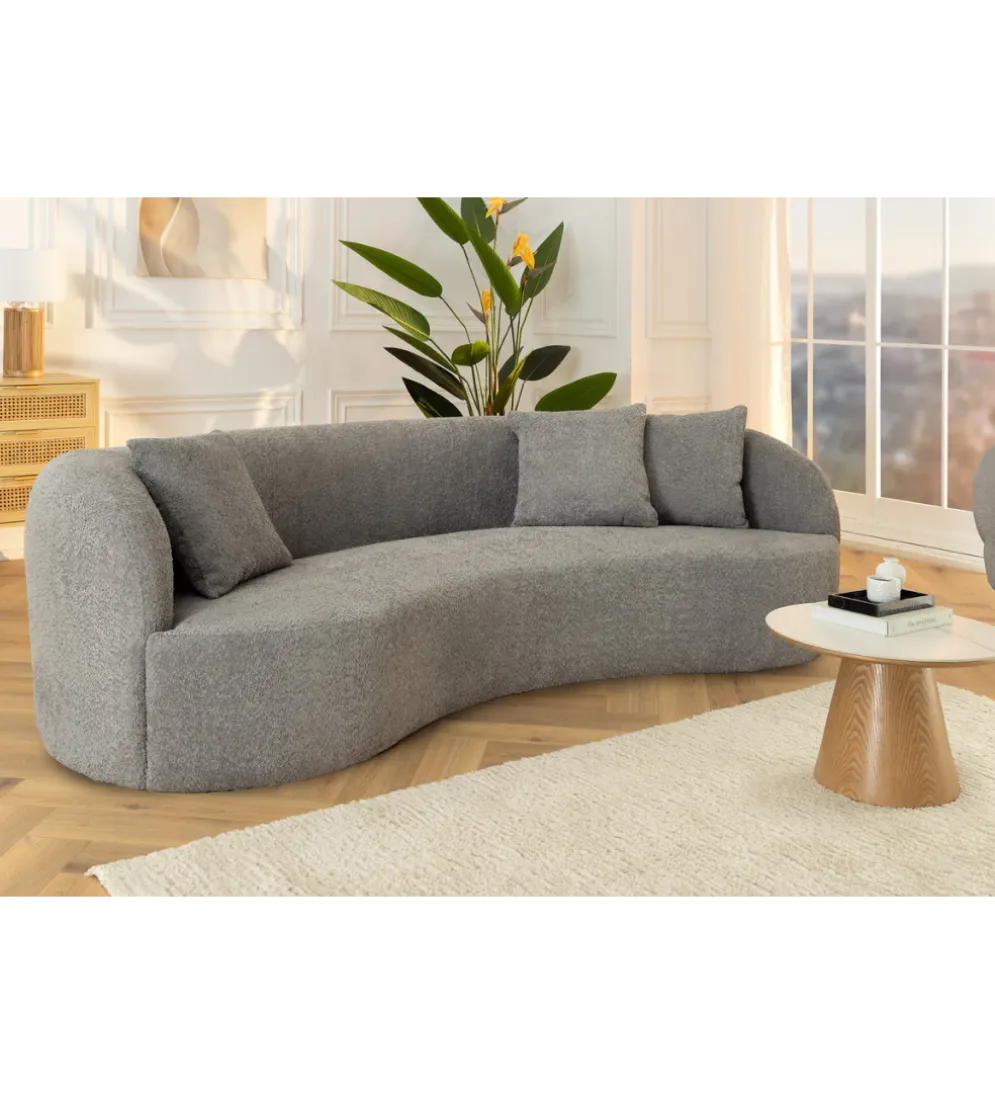Sofa ATELIER 230 cm 3 osobowa bouclé szary
