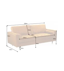 Sofa CANIS 220 cm musztardowo - żółta