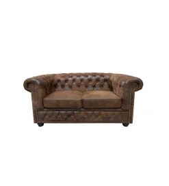 Sofa Chesterfield antyczny brąz