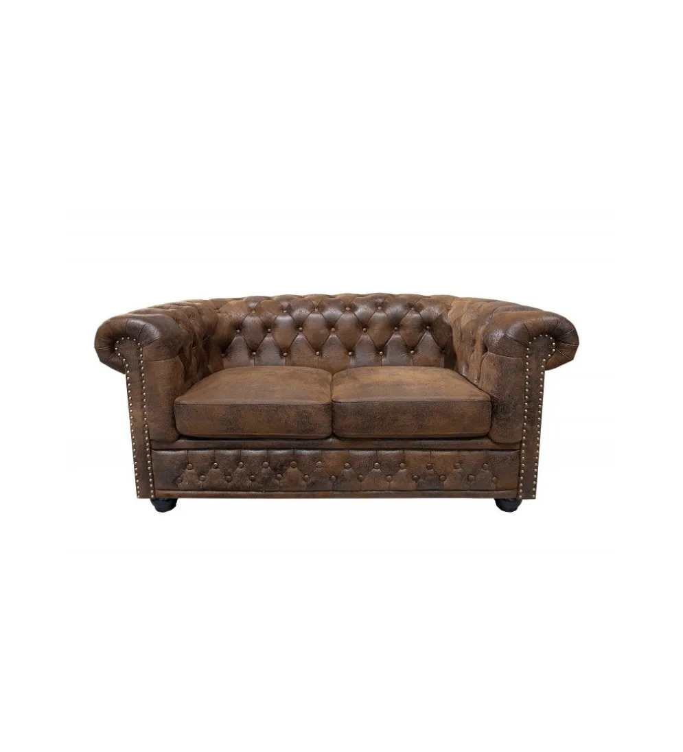 Sofa Chesterfield antyczny brąz