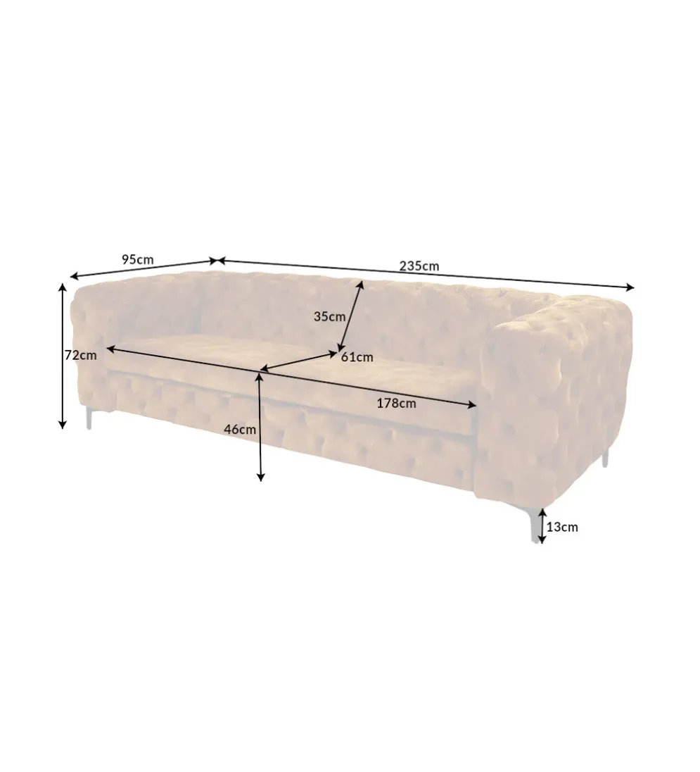 Sofa MODERN BAROCK 240 cm antyczny brąz