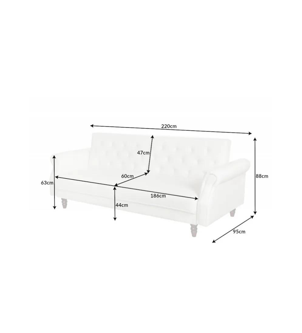 Sofa rozkładana RAYAN 220 cm kremowa